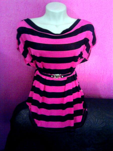 Blusa Listrada Pink e Preto