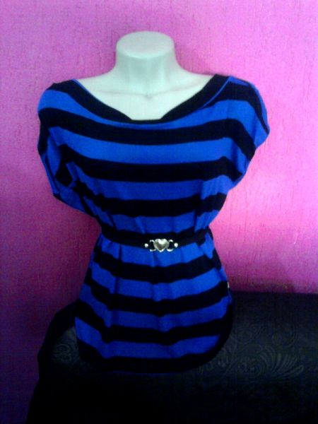 Blusa Listrada Azul e Preto