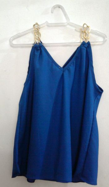 Regata Chiffon com mangas de correntes AZUL ROYAL